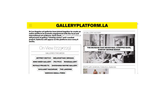 LA의 갤러리 80여 곳이 연대한 갤러리 플랫폼 LA 웹페이지
