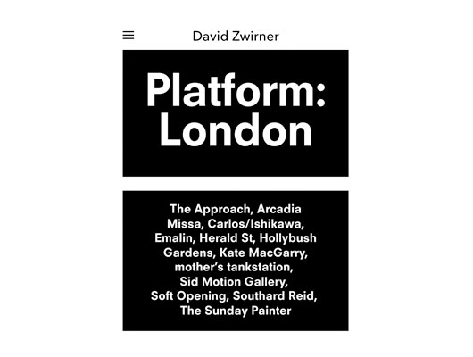 데이비드 즈워너의 ‘플랫폼: 런던’ 시리즈 모바일 페이지